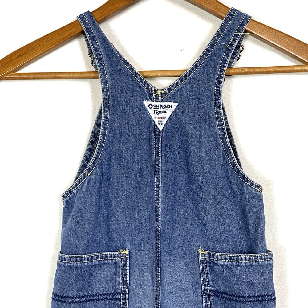 VTG 80's Oshkosh B'Gosh 18 Month Vestbak‎ Blue Denim Bib Jean Overalls Snap USA - Picture 6 of 9